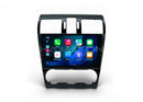 Car multimedia system with touchscreen display on a white background