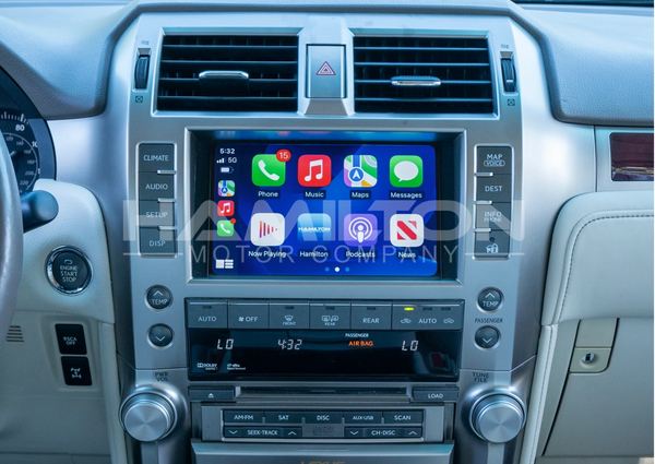 2009-2013 Lexus GX 460 Hamilton Upgrade Kit for CarPlay showing CarPlay with the Hamilton Upgrade Kit installed in the car