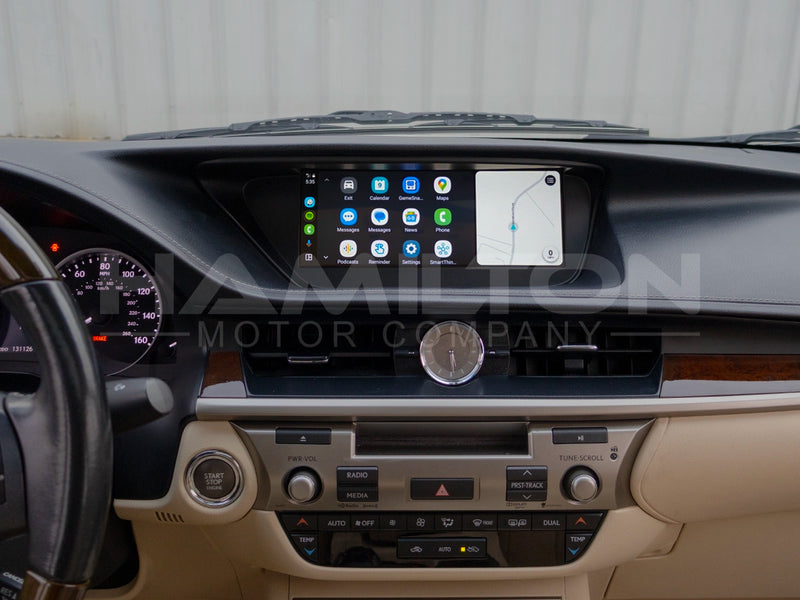 Dashboard of a Lexus ES with Hamilton Motor Company Conversion Kit installed and screen showing Android Auto