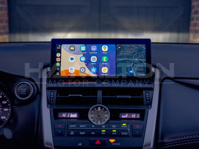 Dashboard of a Lexus NX with Hamilton Motor Company Conversion Kit installed and the screen showing Android Auto