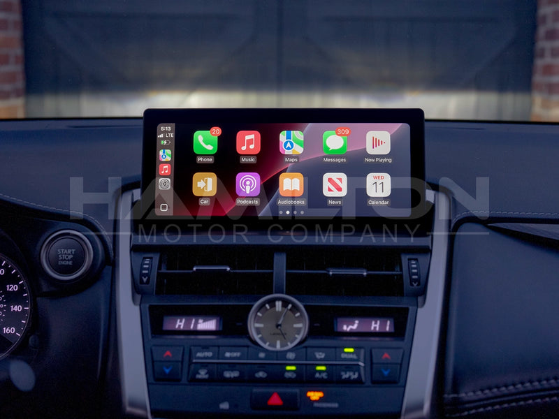 Dashboard of a Lexus NX with Hamilton Motor Company Conversion Kit installed and the screen showing Apple CarPlay