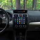 A dashboard of a 2015-2017 Subaru Cross trek with the Hamilton Motor Company Conversion Kit installed and Android Auto displayed on the screen. 