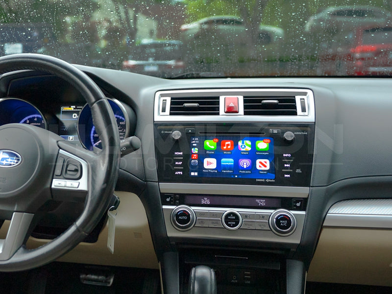 2015-2018 Subaru Outback Hamilton Upgrade Kit for CarPlay front view installed in car in use