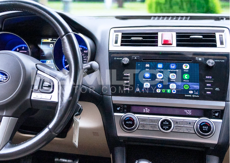 2015-2018 Subaru Outback Hamilton Upgrade Kit for Android Auto front view installed in car in use