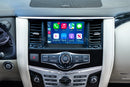 Interior shot of a 2018-2019 Infiniti QX80 running CarPlay onHamilton Motor Company Upgrade kit. 