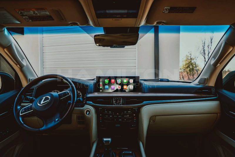Dashboard of a Lexus LX with Hamilton Motor Company Conversion Kit installed and the screen showing Apple Carplay