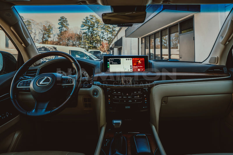 Dashboard of a Lexus LX with Hamilton Motor Company Conversion Kit installed and the screen showing Android Auto