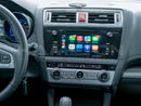 Dashboard of a Subaru Legacy with Hamilton Motor Company Upgrade Kit installed and screen showing Apple CarPlay