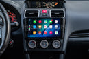 A dashboard of a 2016-2019 Subaru WRX with the Hamilton Motor Company Conversion Kit installed and Apple CarPlay displayed on the screen. 